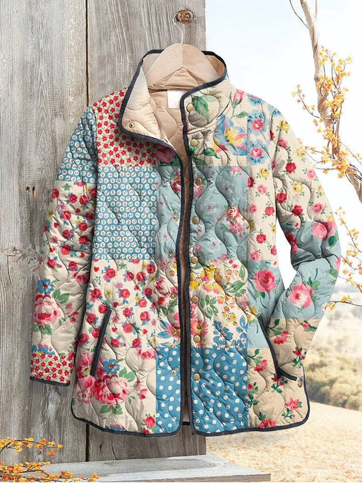 Delphine | Veste matelassée florale patchwork