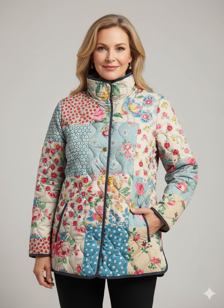 Delphine | Veste matelassée florale patchwork
