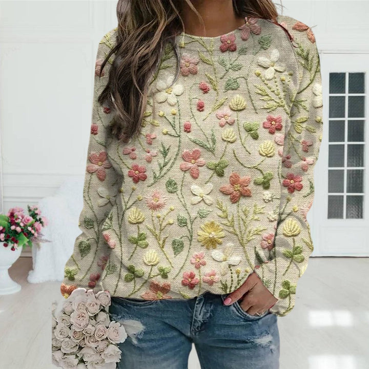 Élisa | Pull fleuri brodé