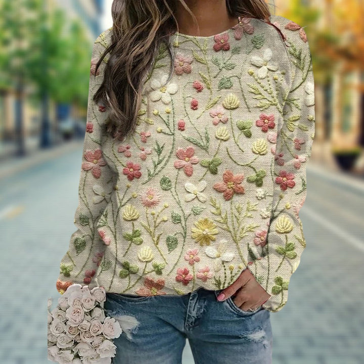 Élisa | Pull fleuri brodé